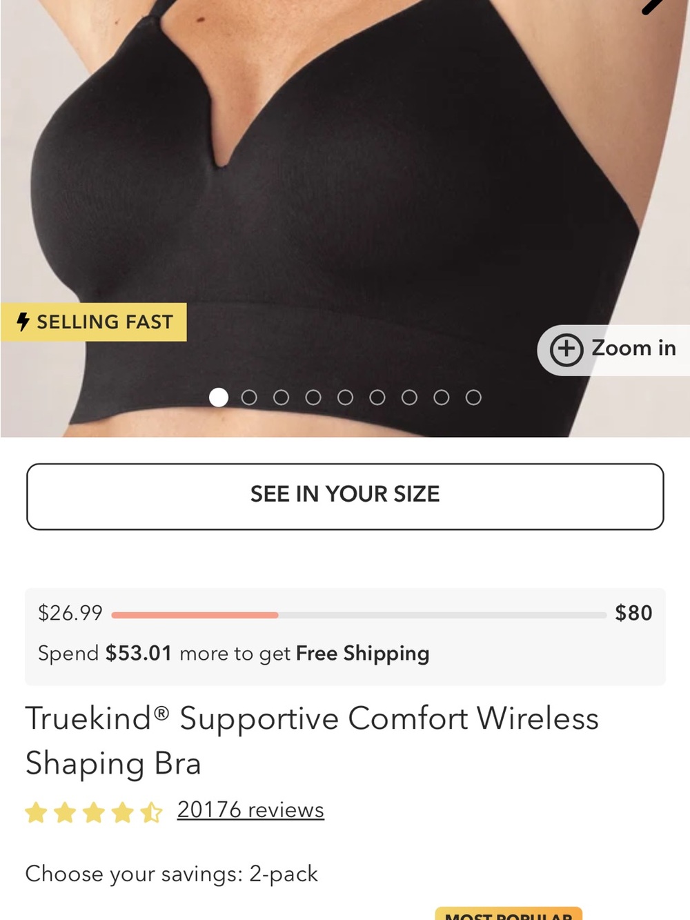 Truekind Seamless Wireless Comfort Bra — Black